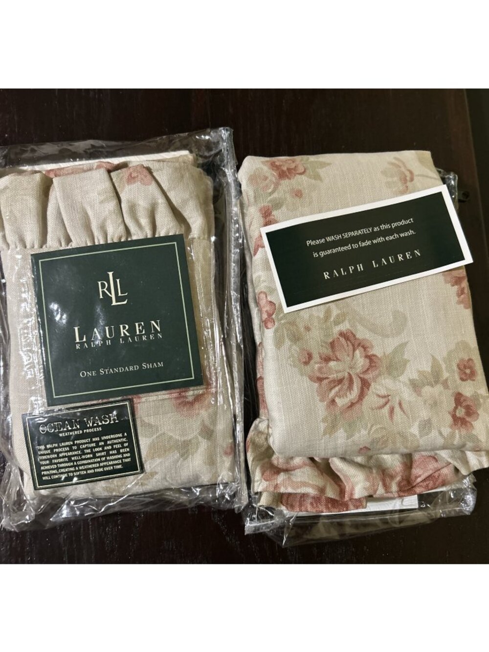 Vintage 90s Ralph Lauren USA 2 Standard Pillow Shams Heartland Floral NEW Italy